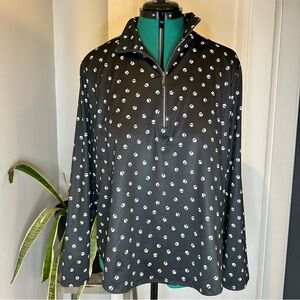 Chico's Black and White lightweight 1/4 zip pullover Patterned Top XL (size 3)